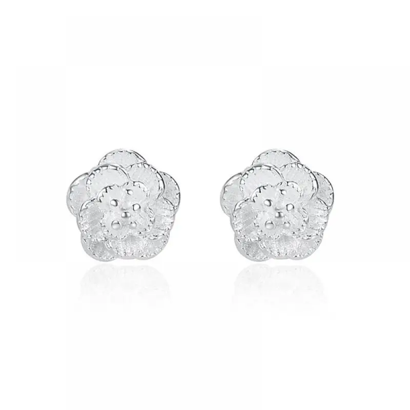 HOYON Plated S925 Silver Stud Earrings luxury woman Simple Style Art Cherry Blossom Fashion Jewelry silver 925 jewelry gift
