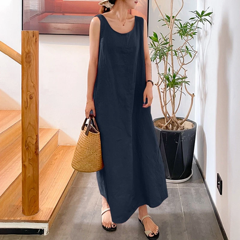 2023 Solid Fashion Elegant Vestido De Festa Women Clothing New Dress for Women Summer Y2k Cotton Linen Loose Comfortable Casual