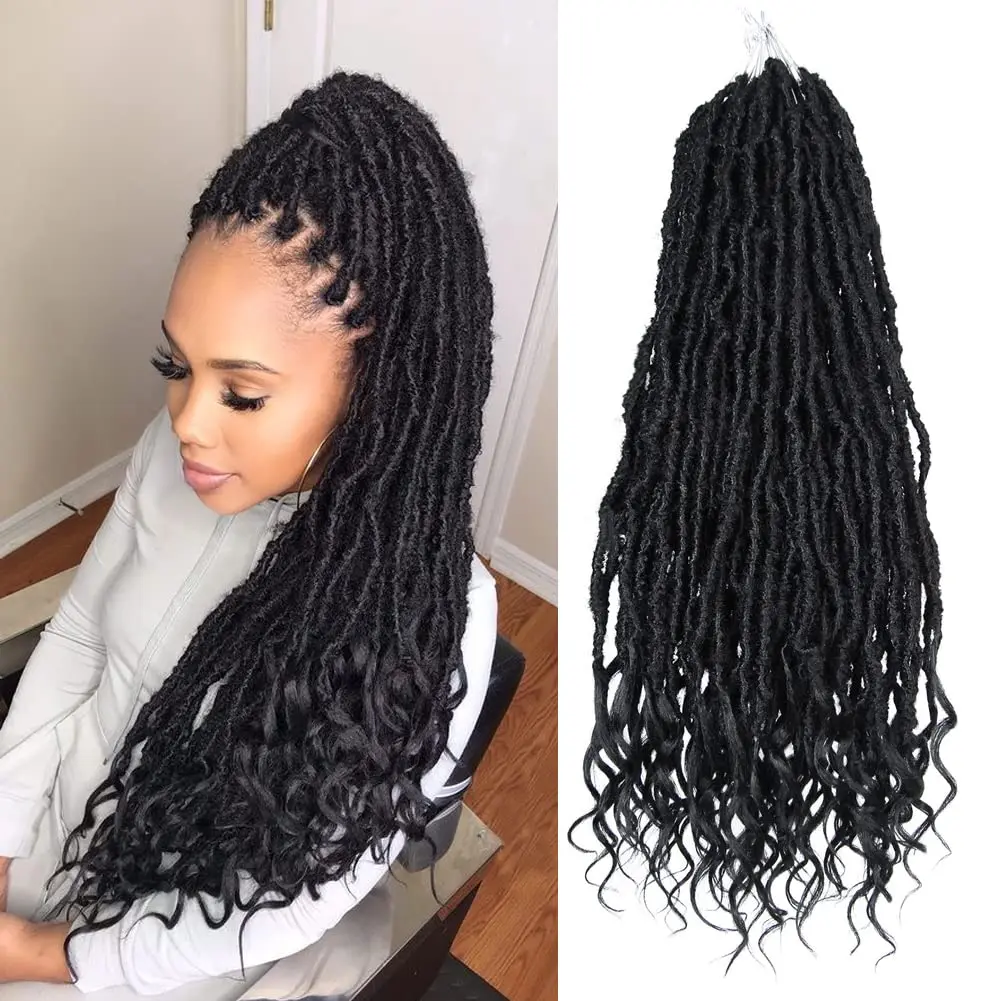 

Goddess Faux Locs Hair Crochet Braids Hair 18 Inch Straight Synthetic Hair Extensions Outdoor Party Fashion Dressing for Women