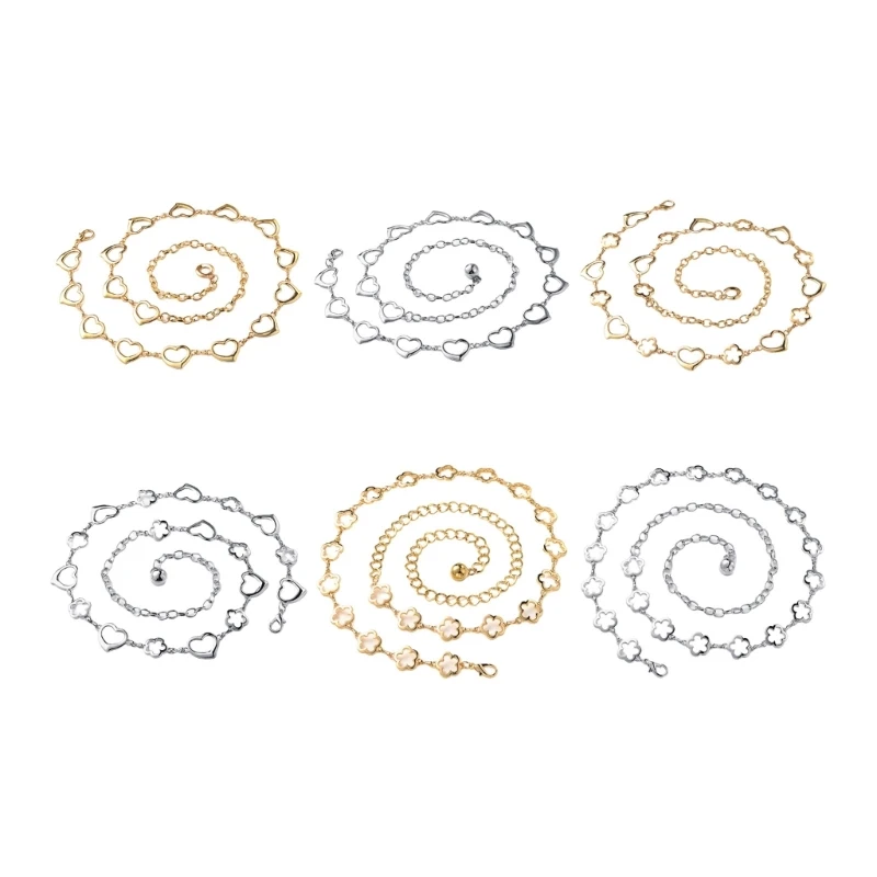 

Delicate Hollow Heart Flower Waist Chain Adjustable for Woman Nightclub Jewelry NEW