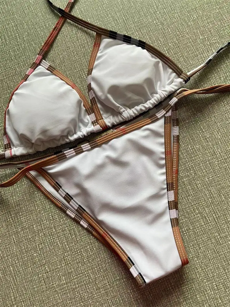 

Соблазнительный женский купальник из двух предметов с лямкой на шее, треугольное бикини с завязками сбоку, летний однотонный купальный костюм, пляжная одежда, комплект бикини