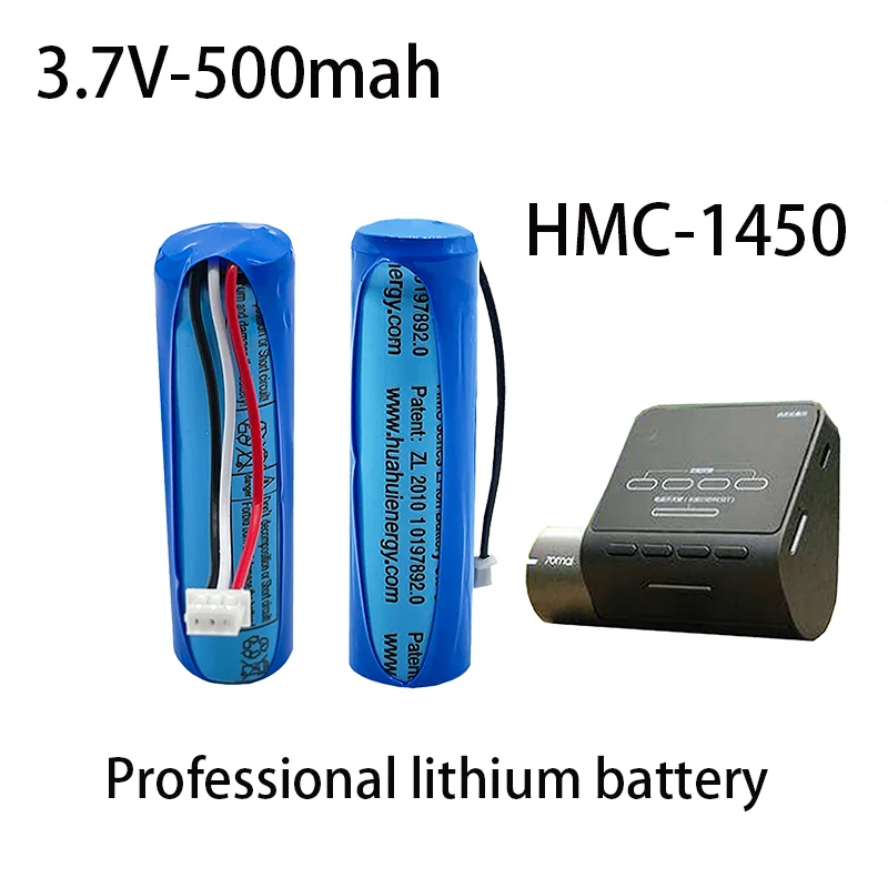Original 3.7V 500mAh Li-ion Battery For 70mai Smart Dash Cam Pro ,Midrive D02 HMC1450 Replacement Batterie 3-wire Plug 14*50mm
