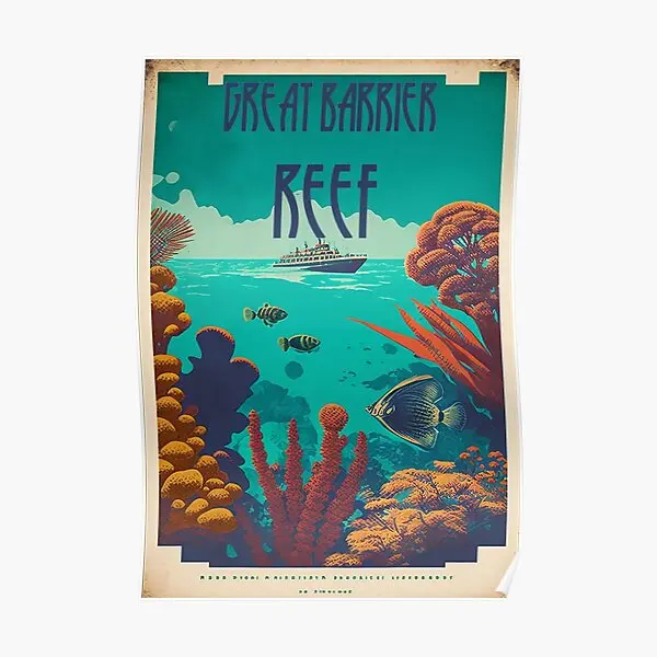 

Great Barrier Reef Australia Vintage Tra Poster Painting Modern Vintage Art Decor Funny Home Wall Room Picture No Frame