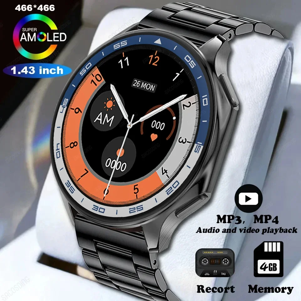 Новинка 1 43 Смарт-часы AMOLED 4 Гб ОЗУ AOD IP68 Водонепроницаемые спортивные с