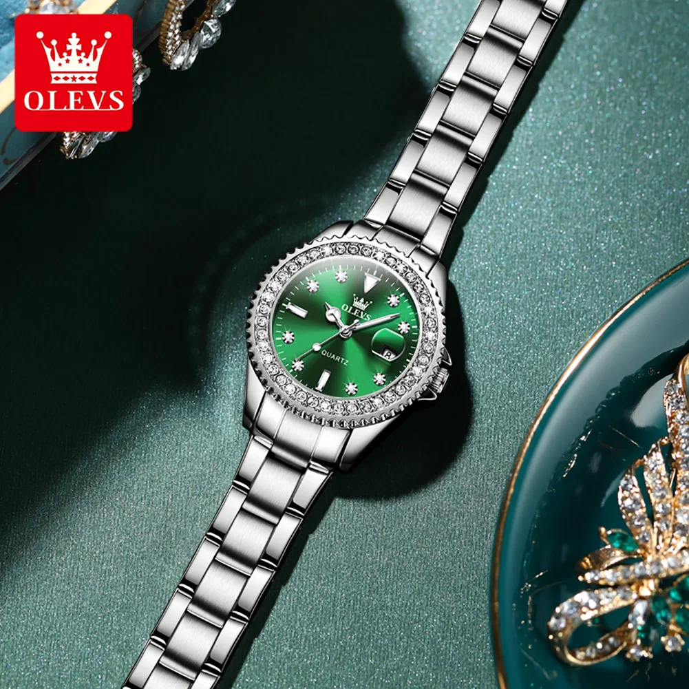 OLEVS Couple Watches Men and Women Luxury Brand Fashion Diamond Stainless Steel Quartz Pair Lovers Watch Gifts For Birthday