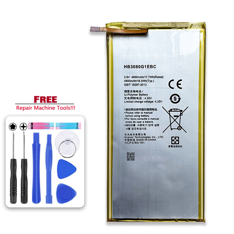 

Аккумулятор HB3080G1EBW на 4800 мА · ч для Huawei MediaPad T3, 10 искусственных элементов, аккумулятор для планшета T3 9,6 LTE + Инструменты
