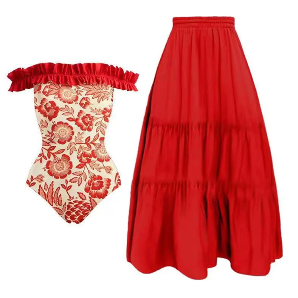

Женский слитный купальник, красный праздничный пляжный купальный костюм, летние танкини, одежда для серфинга, узкая кружевная ткань