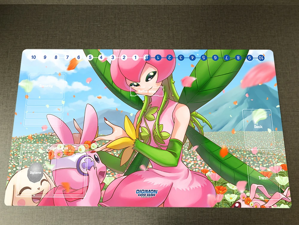 

Digimon Playmat Lillymon Terriermon DTCG CCG Mat Trading Card Game Mat Board Game Pad Desk Pad Anime Mousepad & Free Bag 60x35cm