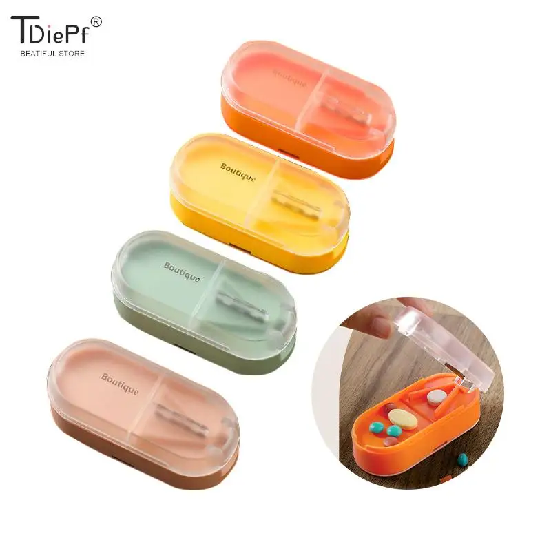 

Medicine Pill Cutter Box Portable Drug Box Useful Grinder Splitter Medicine Pill Holder Tablet Cutter Splitter Divider Pill Case