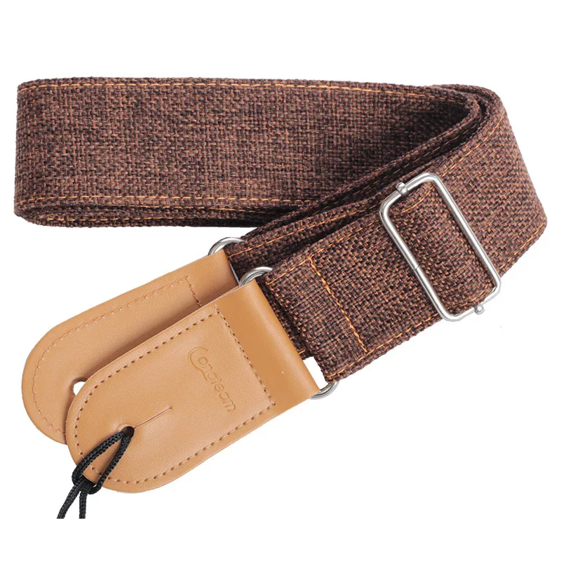 Adjustable Cotton Linen Soft Leather Head Ukulele Strap Fiber Shoulder Strap Guitar Instrument Accessories 5 Colors High Quality