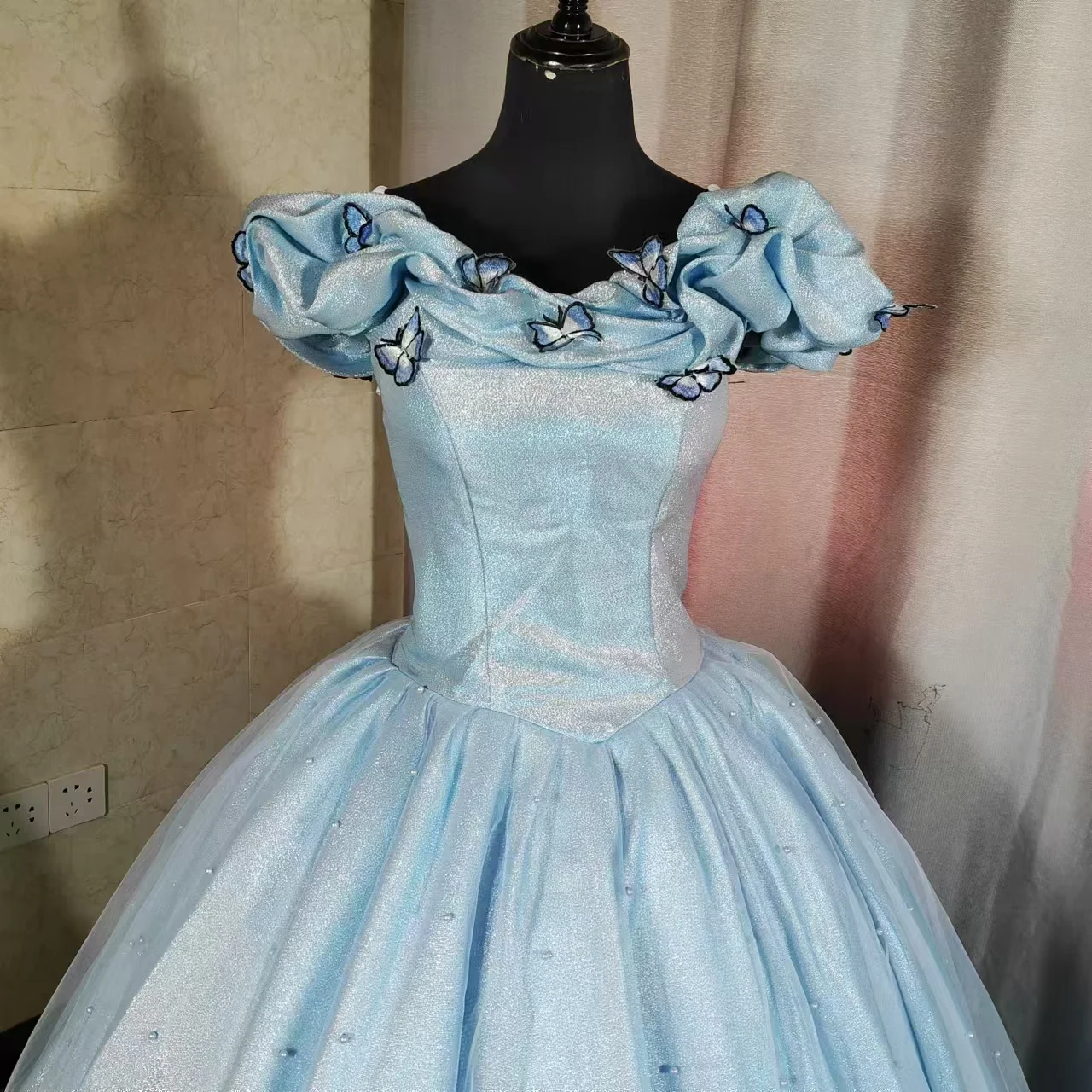 Новое блестящее синее платье Quinceanera на заказ с бабочкой из органзы Sweet 15