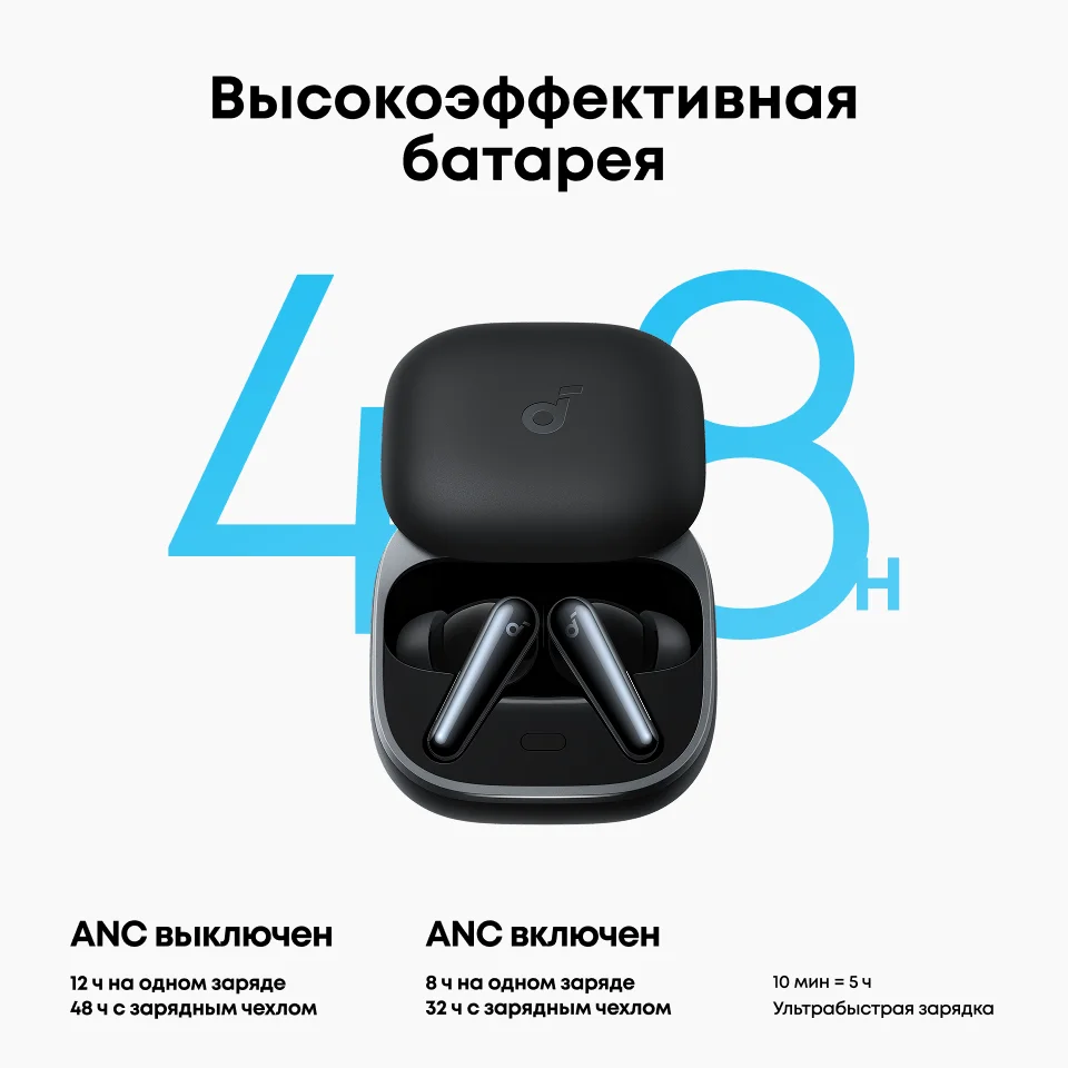 Фото Наушники Soundcore by Anker Liberty 5, беспроводные, с шумоподавлением, ANC 3.0, Bluetooth, 48 часов работы №5