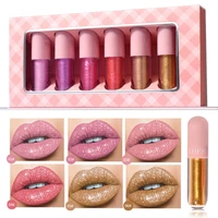 6 pcs glitter lipstick lip gloss set long lasting liquid lipstick lip glaze tinted lip moisturizer for girls and women