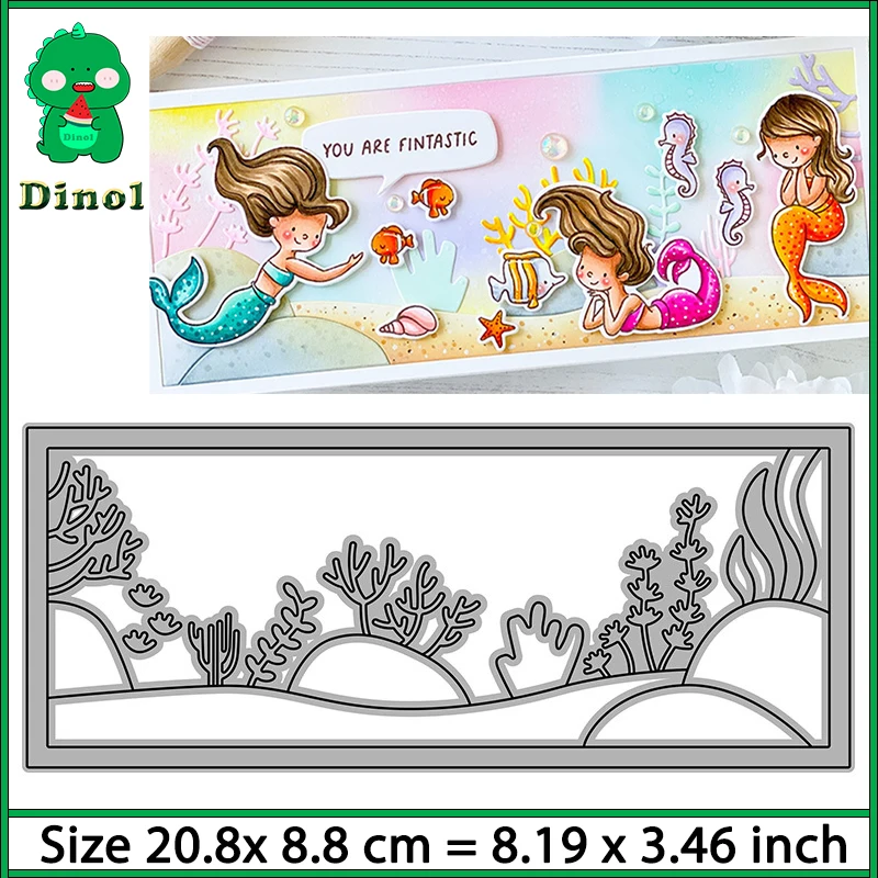 

Dinol Ocean Floor Slimline Scene Die Metal Cutting Dies Cut Die Mold Card Scrapbook Paper Craft Knife Mould Blade Punch Stencils