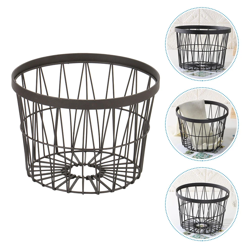 

1PC Makeup Organizing Basket Round Wrought Iron Basket Cosmetic Snack Organizing Basket Multi-function Ironwork Storage Basket