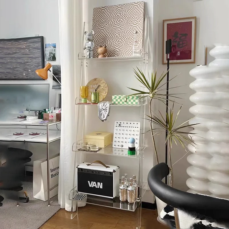 Акриловый дизайн открытого книжного шкафа эстетический узкий скандинавский