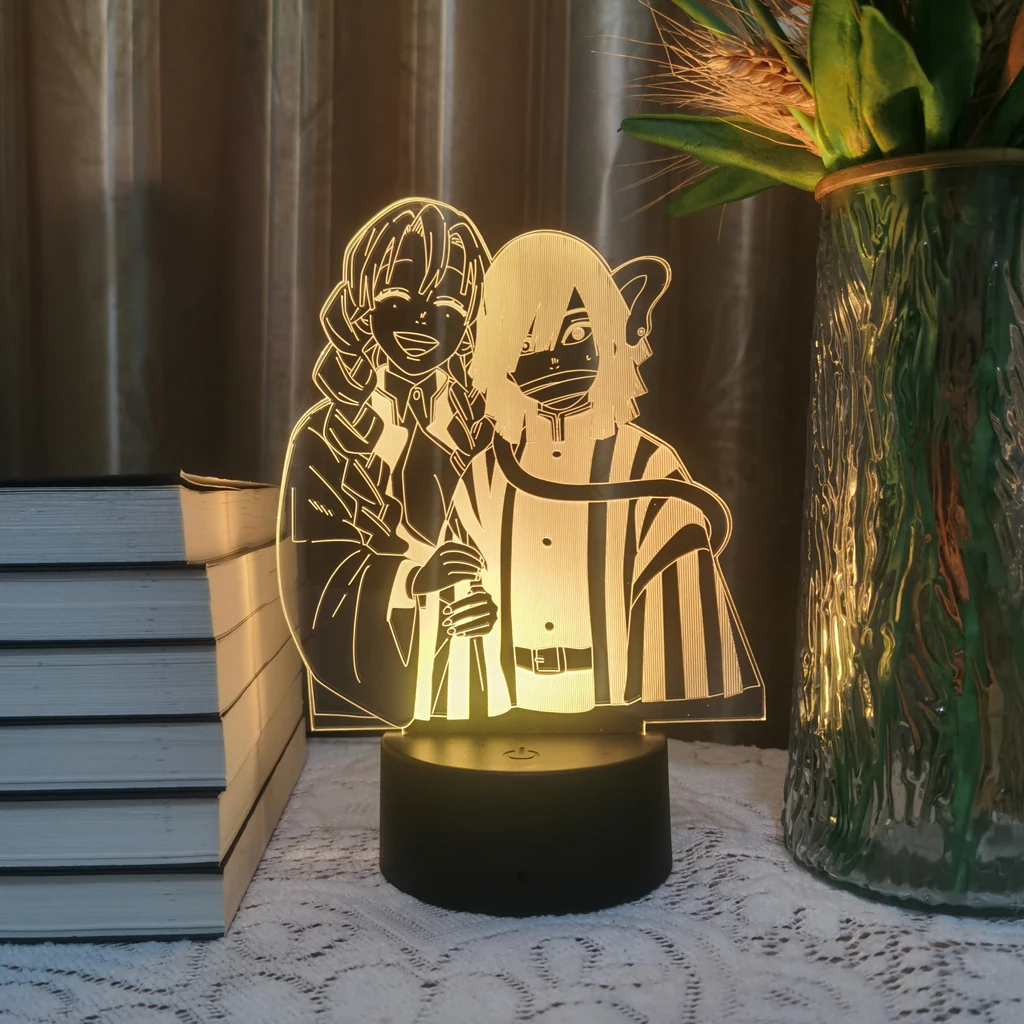 

Anime 3D Led Lamp Demon Slayer Mitsuri Obanai Manga Night Light For Kid Home Room Decor Kimetsu No Yaiba Christmas Illusion Gift