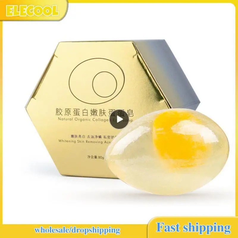 

1~10PCS Natural Organic Collagen Egg Soap Wholesale Collagen Soap Handmade whitening Soap Collagen Cleansing Soap Face bath soap