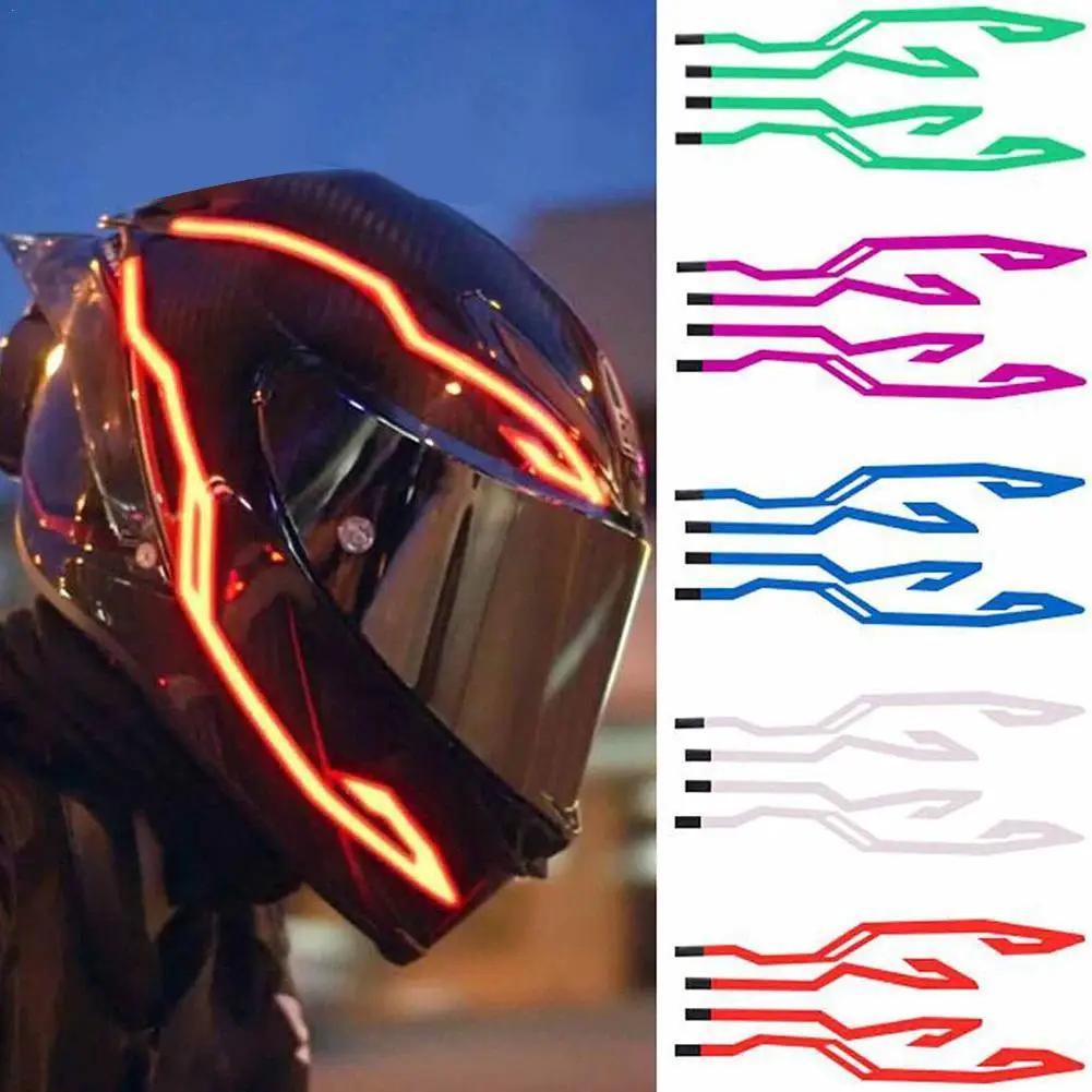 Kit de luz fría para casco de motocicleta, pegatina luminosa de rayas intermitentes, luces LED de conducción nocturna, decoración para casco de motocicleta