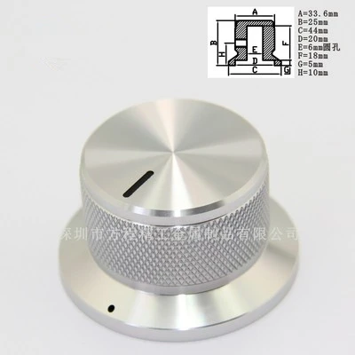 1 шт. алюминиевая крышка для ручки потенциометра вращающегося накатанного 44*25 мм