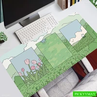 Gaming Computer Mouse Pad Cute Plant Grass Large Mouse Mat Big Desk Mat Non-Slip Rubber Base Mousepad For Laptop Game Waterproof