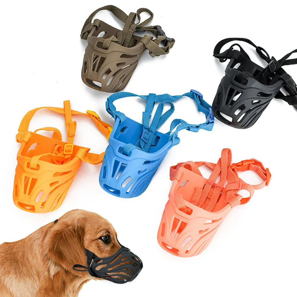

Adjustable Dog Muzzle Soft Silicone Breathable Mesh Strong Basket Small&Large Dog Mouth Muzzles Pet Training Accessories Soft