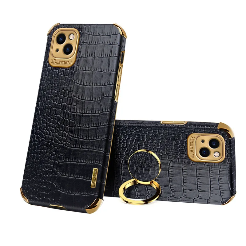 

Applicable To for IPhone 11/12/13pro Max Business Crocodile for IPhone 7/8plus X/XR/XSmax Plated All Inclusive Ring Soft Case