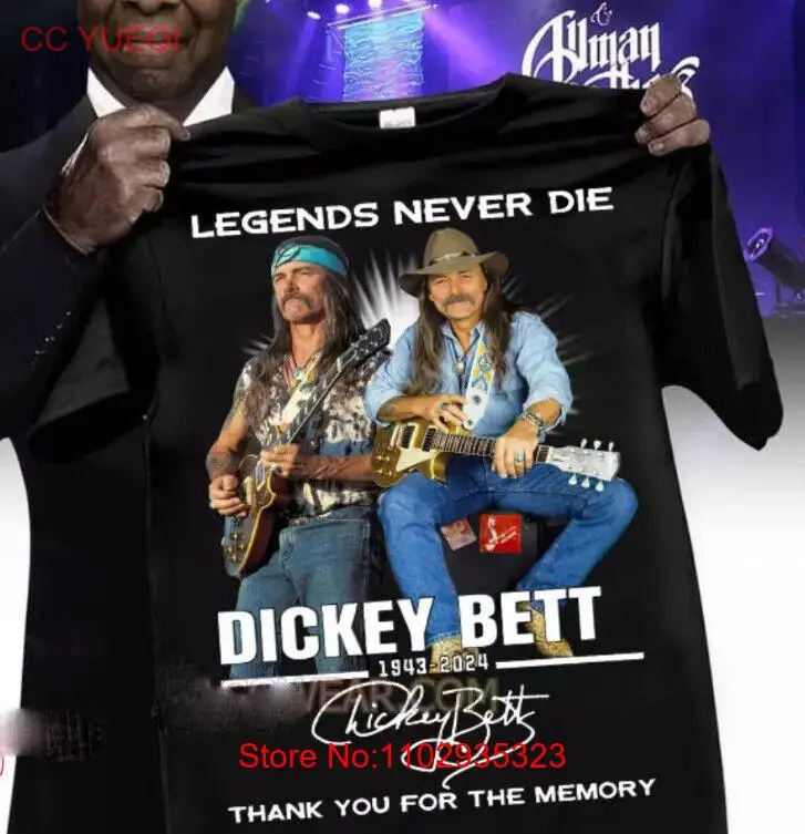 Легенды никогда не Die Dickey Betts футболка 1943-2024 Подпись спасибо за память