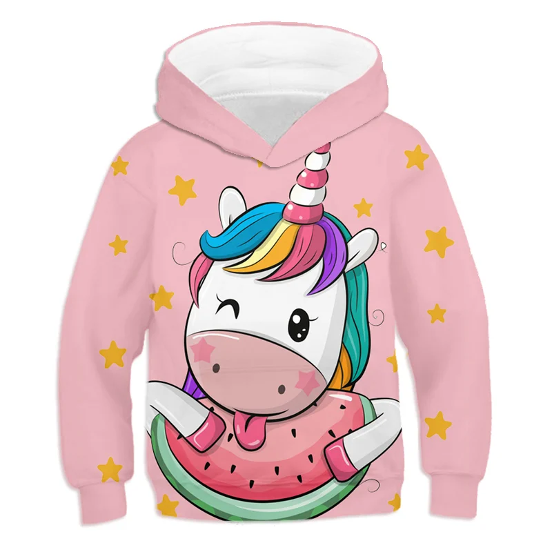 

Girls Hoodie Polyester Uniocrn Hoodies For Kids Clothing Children Clothes Youth Hoodies Teen Boys Girl Pollvers Animal Top 4-14y