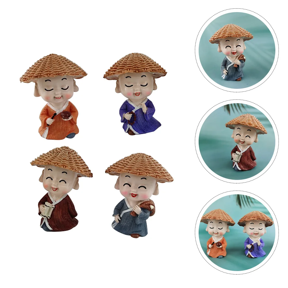 

Statue Figurine Monk Sculpture Ornaments Happy Zen Decorations Shui Luck Good Meditation Feng Smiling Little Fat Figure Monks