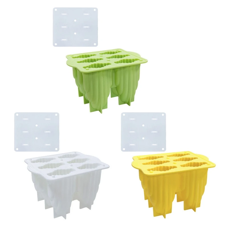 

6 Cavities Ice Mold Ice Cream Mould Silicone Ice Cream Maker Shell Shape 3 Colors Choose for Kitchen DIY Hand Making