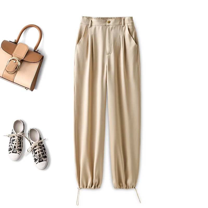 

Luxury High Quality Summer 2022 Bloomers Ankle-Length Pants High Street LOOSE HIGH Waist Elastic Waist Vintage Streetwear