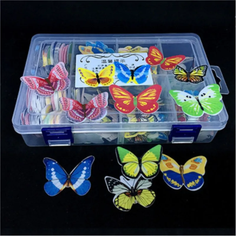 50pcs/bag Edible Mixed Flowers Butterfly Wafer Rice Paper Cake Toppers Kitchen Tools Wedding Birthday Party Decorating Tool |