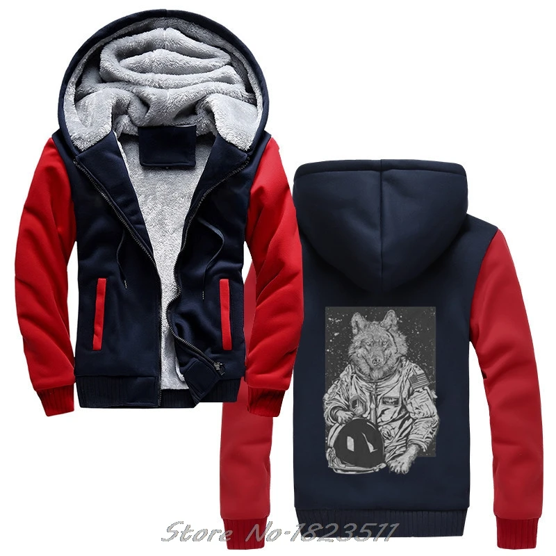 

Fashion winter New Brand hoodie Lost Gods Wolf Astronaut Mens Graphic Sweatshirt Men thick Hoody Print Casual Jacket Tops