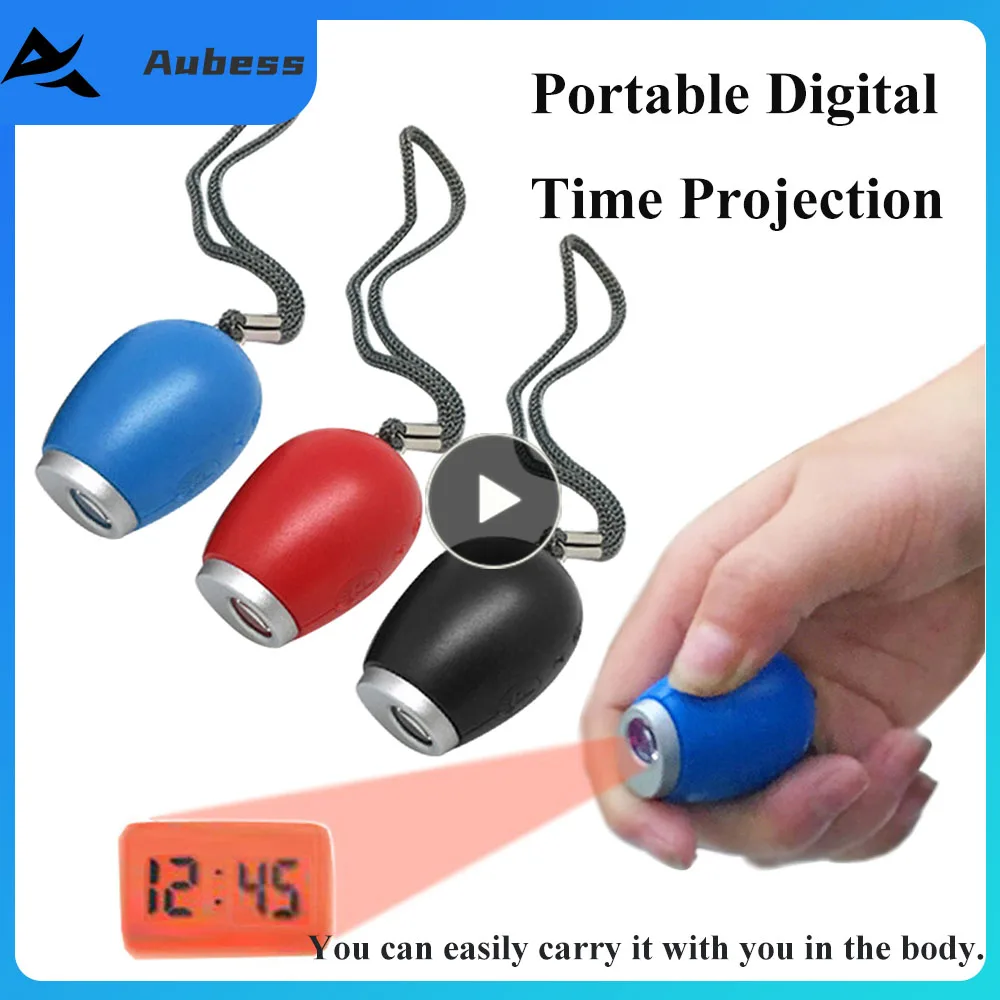 

LED Digital Time Projection Clock Watch Projector Bedroom Bedside Wall Ceilin Night Light Projector Flashlight With Hanging Rope