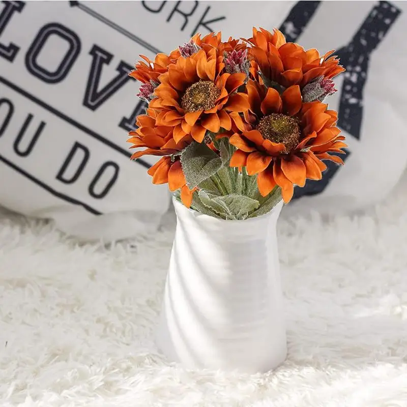 

9 Heads Sunflowers Artificial Flowers Bouquet Silk Faux Sunflower Floral Arrangement for Wedding Party Office Table Home Decor