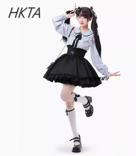 Милая крутая блузка с открытыми плечами и пышными рукавами кукольный воротник