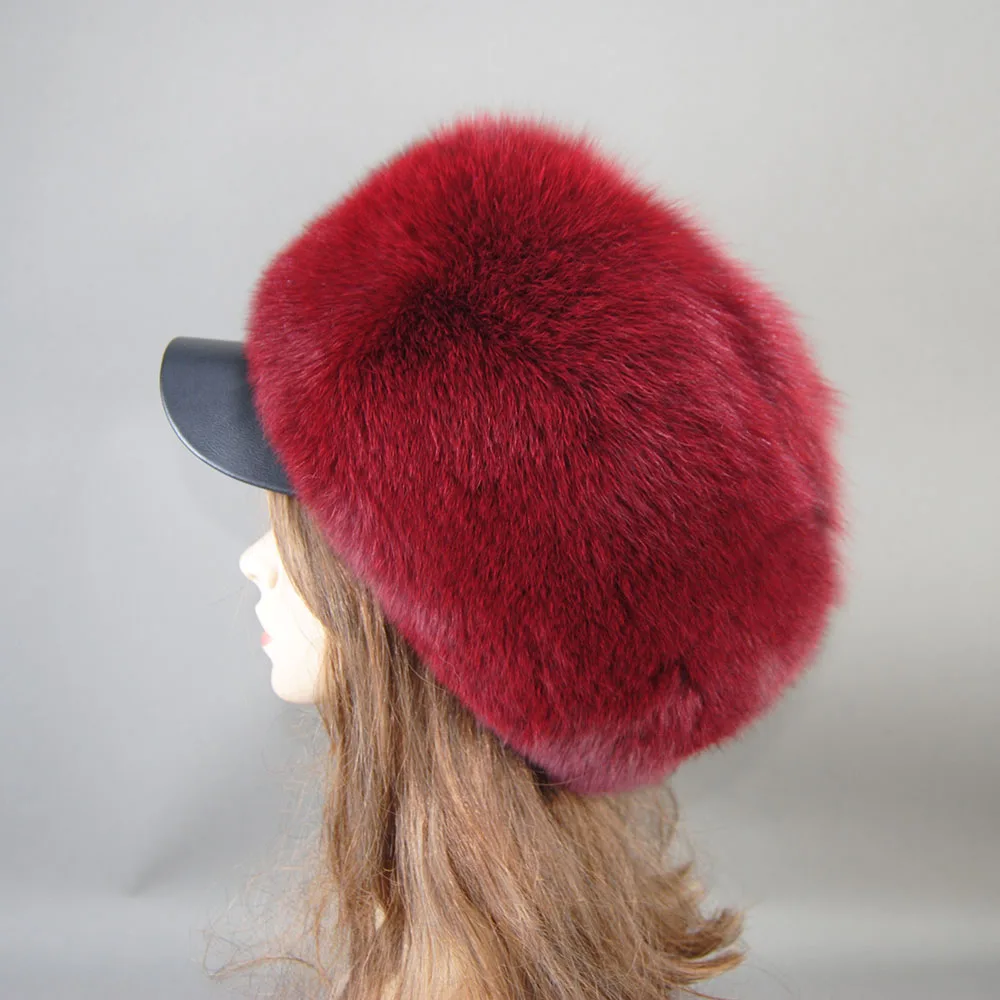 Женская зимняя шапка из натурального меха енота и лисы толстая теплая пушистая