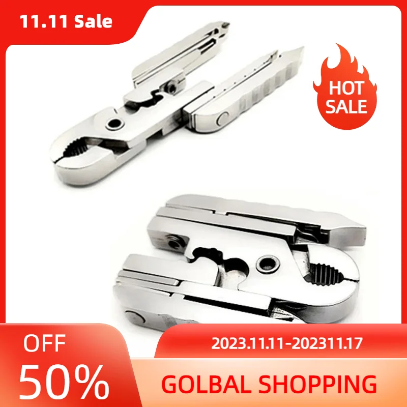 

Серебряные товары для безопасности на открытом воздухе, снаряжение для кемпинга, Тактическая Охота, путешествия, походы, гаджеты для выживания, брелок, 15 в 1