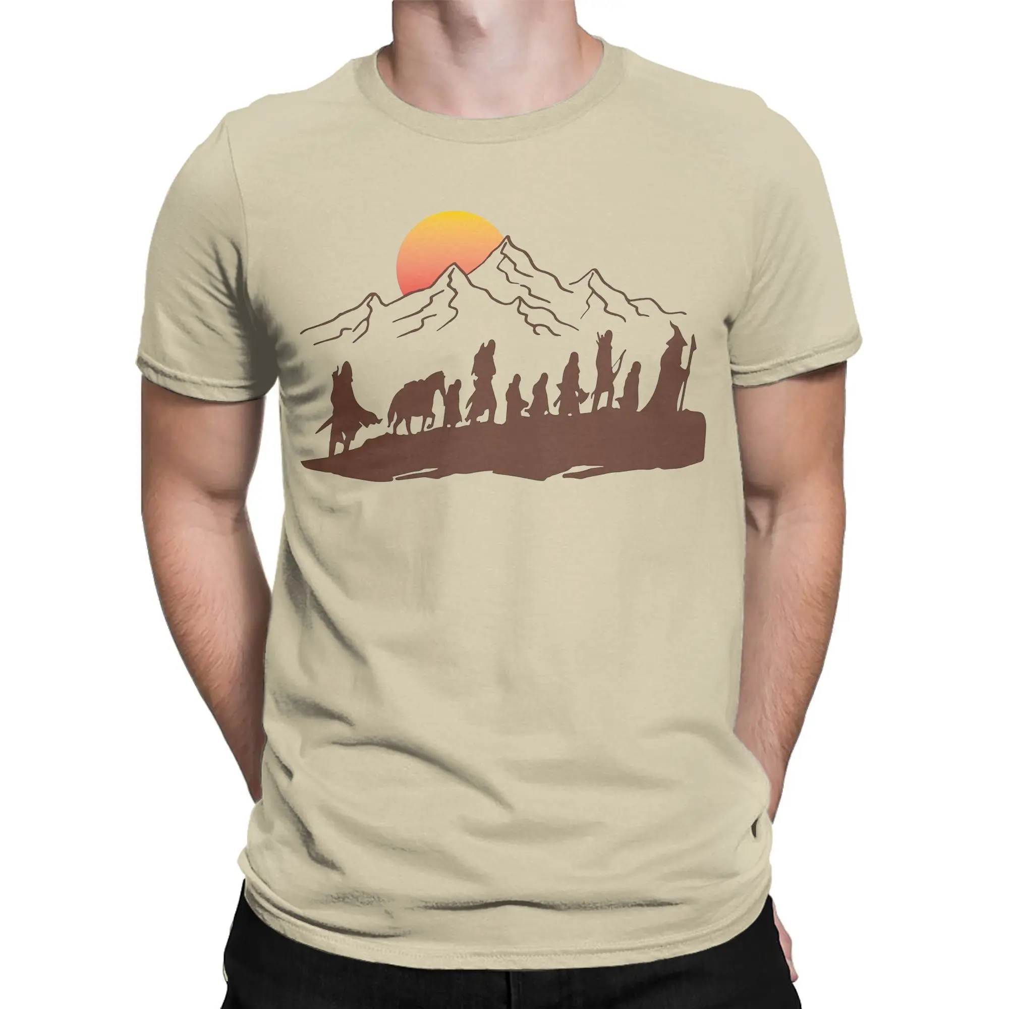 Фото The Fellowship L-Lords Of The R-Rings T Shirts Men Pure Cotton Funny T-Shirts Round Neck  Tee Shirt Short Sleeve Clothes Summer №2