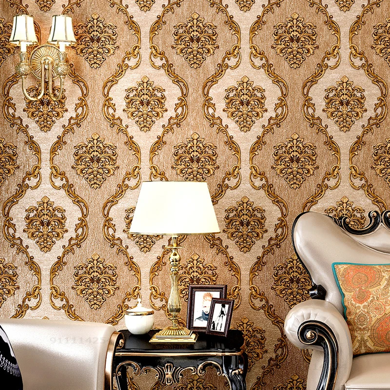 

European Style 3D Flower Wallpaper Luxury Damask PVC Bedroom Dining Room Living Room Sofa TV Background Wall Papers Home Decor