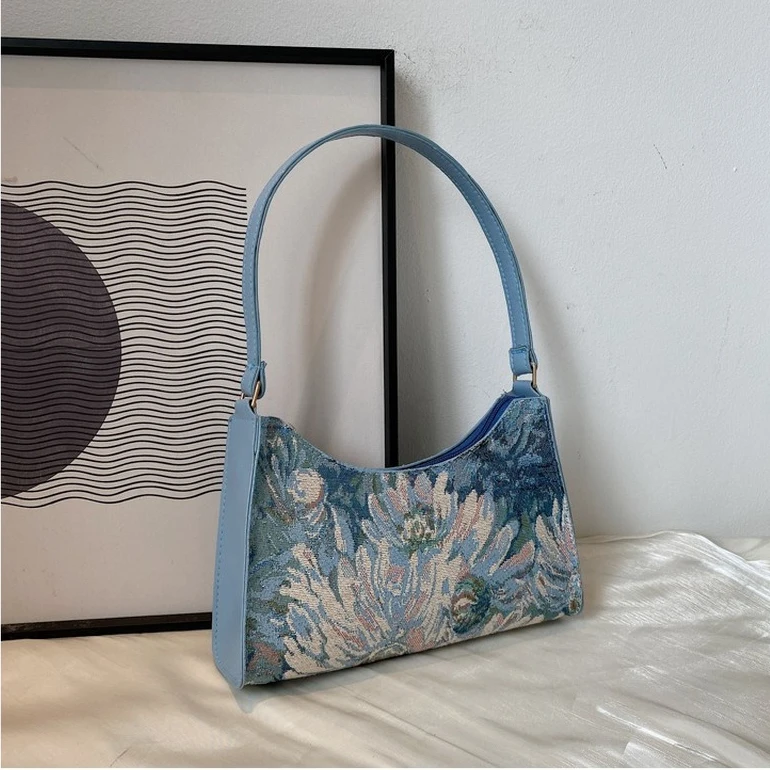

Women's Underarm Bags Autumn 2023 New Simple Oil Painting Shoulder Bag Cute Trendy Handbags And Purses Female Travel Small Totes