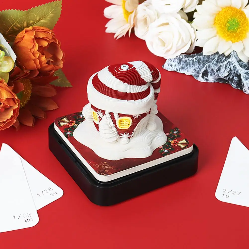 

Рождественский дом, 3D бумажный блокнот, настольный календарь, трехмерная ручная резьба, искусство, блокноты, клейкие блокноты, блокноты для записей