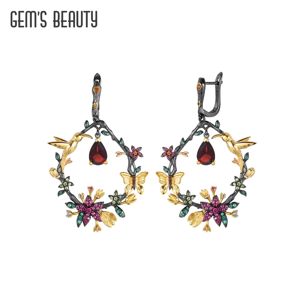 

GEM'S BEAUTY Secret Garden Original Design Drop Earrings Women Statement Earring 925 Sterling Silver Luxury Fine Jewelry Gift