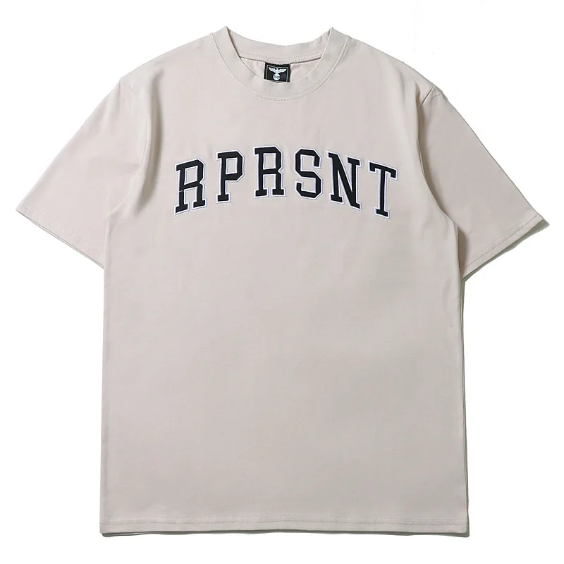 

Simple Letter Embroidery Round Neck T-Shirts Short Sleeve Loose Unisex Tops Tshirt Streetwear Summer Men's Casual Cotton Tees