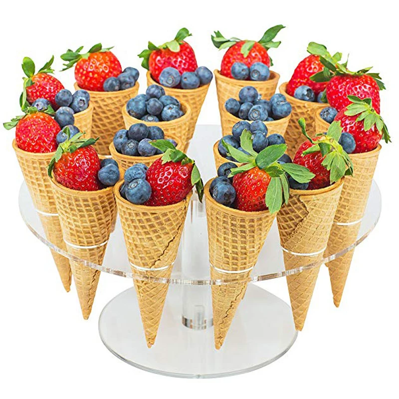 6/8/16 Holes Acrylic Ice Cream Cone Holder Stand Transparent Display Home Party Kitchen Stand Reusable Baking Tools Accessories
