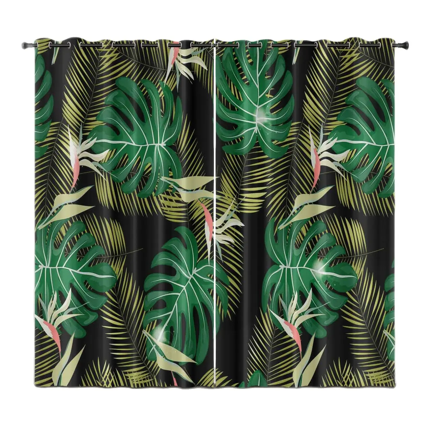 

Tropical Rain Forest Nordic Modern Black Silk Shading Home Printing Custom Curtain