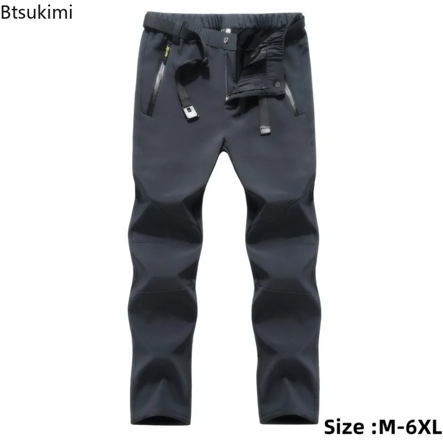 Мужские зимние теплые брюки водонепроницаемые эластичные флисовые термоштаны