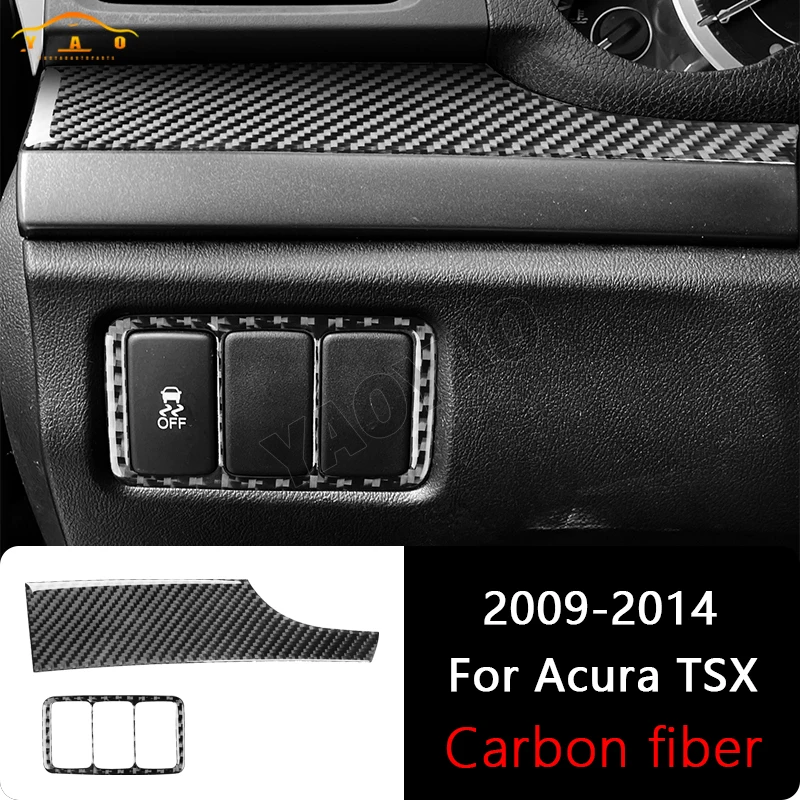 Фото Автомобильная наклейка для Acura TSX 2009-2014, рулевое колесо из углеродного волокна, левая боковая панель управления, накладка, аксессуары №1