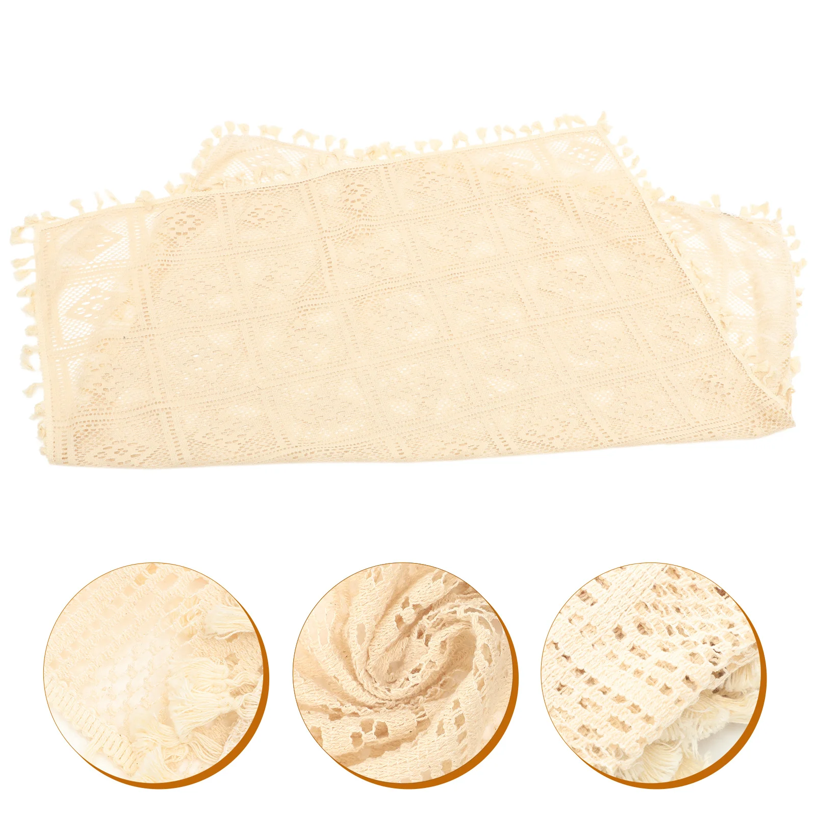 

Woven Tassel Table Cover Vintage Style Tablecloth for Picnic Party Banquet